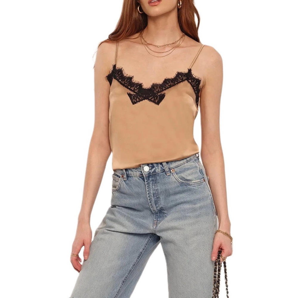 Heartloom NWT Nikita Lace Trim Satin Camisole in Buff